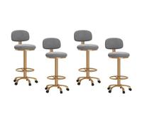 LDCBFTR 360° Swivel Bar Stools Set of 4, Velvet Adjustable Height Barstools with Metal Legs and Footrest, Comfortable Upholstered Counter Chairs(Grey1) WFJ