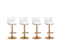 LDCBFTR 360° Swivel Bar Stools Set of 4, Velvet Adjustable Height Dining Bar Chairs with Footrest, Counter Height Barstools for Kitchen, Home(White,Height 65-80CM) WFJ