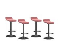LDCBFTR 360° Swivel Bar Stools Set of 4, Velvet Breakfast Barstools with Metal Legs and Footrest, Height Adjustable Counter Bar Chairs(Pink,Height 65-80CM) WFJ