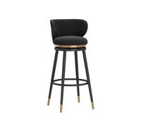LDCBFTR 360° Swivel Bar Stools, Velvet Breakfast Bar Chairs with Metal Legs and Footrest, Upholstered Counter Height Barstools(Black,Height 65CM) WFJ
