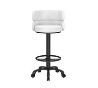 LDCBFTR 360° Swivel Barstools, Velvet Counter Height Bar Stools with Back and Footrest, Upholstered Adjustable Height Bar Chairs(White) WFJ