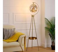 LDCBFTR 63.8" Arc Triangle Floor Lamp Modern Globe Glass Floor Light LED Dimmable Standing Lamp with Desktop Glass Tall Light for Living Room Bedroom Study Dining Room