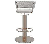 LDCBFTR Adjustable Bar Stool with Swivel Back Chair, Velvet Seat & Round Footrest Silver Base, Modern Kitchen Island Dining Room Barstool(Size:White,Color:45-60 cm) WFJ