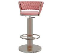 LDCBFTR Adjustable Bar Stool with Swivel Back Chair, Velvet Seat & Round Footrest Silver Base, Modern Kitchen Island Dining Room Barstool(Size:pink,Color:65-80 cm) WFJ
