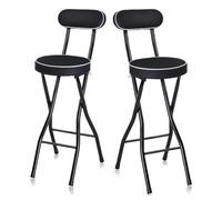 LDCBFTR Bar stool Folding Bar Stool Set High Back Padded Kitchen Counter Chairs Black Stools for Breakfast Garden Parties Office Use(Black 2pcs,55cm/22inch) WFJ