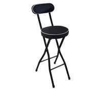 LDCBFTR Bar stool Folding Bar Stool With Backrest Footrest Adjustable 22 24 26 28 30 Inch Portable High Chair for Kitchen Office Travel Padded Seat(Noir,70cm (28inch)) WFJ