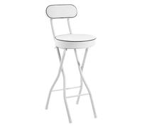 LDCBFTR Bar stool Folding Bar Stool With Backrest Footrest Adjustable 22 24 26 28 30 Inch Portable High Chair for Kitchen Office Travel Padded Seat(Blanc,70cm (28inch)) WFJ