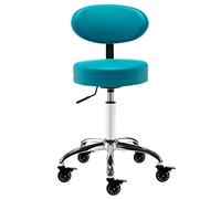 LDCBFTR Bar Stool Home Beauty Salon Swivel Chair PU Seat Cushion Ergonomic Backrest Brake Wheel, Height Adjustable 51-67 cm(Color:Blue) WFJ