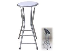 LDCBFTR Bar stool Portable Backless Bar Stool Round Padded Metal Folding Chair for Indoor Outdoor Use Kitchen Home Pub Space Saving Comfortable Seating(Blanc,28inch(70cm)) WFJ