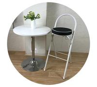 LDCBFTR Bar stool Portable Foldable Bar Stool With Backrest Footrest Adjustable Height 60 75cm Padded Seat Lightweight Folding Chair for Kitchen Patio or(Black and White,75cm) WFJ