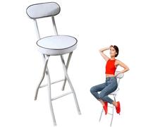 LDCBFTR Bar stool Portable Folding Bar Stool With Backrest Padded High Chair for Kitchen Outdoor 26 28 30 Inch Counter Height Compact Foldable Design(1 Pc,28inch(70cm)) WFJ