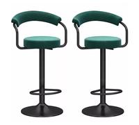 LDCBFTR Bar Stools Set of 2, Velvet 360° Swivel Barstools with Footrest, Counter Height Barstools, Upholstered Comfortable Pub Chairs(Green,Height 65-80CM) WFJ