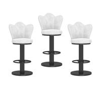 LDCBFTR Bar Stools Set of 3, 360° Swivel Adjustable Height Bar Chairs with Back and Footrest, Upholstered Modern Counter Barstools(White,Height 65-80CM) WFJ