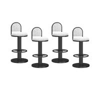 LDCBFTR Bar Stools Set of 4, 360° Swivel Adjustable Height Dining Chairs with Footrest and Back, Counter Breakfast Bar Stools(White,Height 45-60CM) WFJ