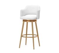 LDCBFTR Barstools for Kitchen Island, 360° Swivel Counter Height Breakfast Bar Stools with Metal Legs and Footrest, Modern Breakfast Bar Chairs(White,Height 75CM) WFJ