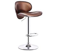 LDCBFTR Butterfly Backrest Stool Kitchen Island Swivel Bar Chair with PU Seat Silver Trim, Footrest and Base, Height Adjustable 61-81 cm(Color:Brown) WFJ