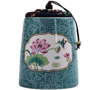 LDCBFTR Cemetery urns for Ashes Pet Ashes Box Cinerary Casket Ceramics Handcrafted Color Painting Lotus Coffin Dog Cat Funeral Tank