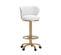 LDCBFTR Counter Height Bar Stools, 360° Swivel Velvet Bar Chairs with Footrest and Back, Modern Height Adjustable Barstools for Kitchen(White) WFJ