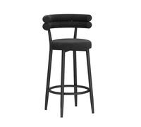 LDCBFTR Counter Height Bar Stools for Kitchen Island, Velvet Breakfast Barstools with Footrest and Back, Upholstered Modern Bar Chairs(Black,Height 65CM) WFJ