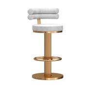 LDCBFTR Counter Height Bar Stools, Velvet 360° Swivel Barstools with Footrest and Back, Upholstered Adjustable Height Bar Chairs(White,Height 45-60CM) WFJ