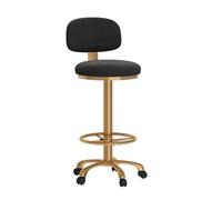 LDCBFTR Counter Height Bar Stools with Back and Footrest, Velvet 360° Swivel Barstools, Adjustable Height Upholstered Pub Chairs(Black) WFJ