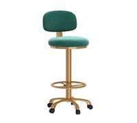 LDCBFTR Counter Height Bar Stools with Back and Footrest, Velvet 360° Swivel Barstools, Adjustable Height Upholstered Pub Chairs(Green) WFJ