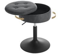 LDCBFTR Dressing Table Stool, 360° Swivel Round Velvet Makeup Stool with Storage, Height Adjustable 49.5-65cm, for Vanity Dining Room Kitchen Office Salon, Black, BH329sz-1-UK WFJ
