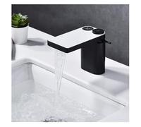 LDCBFTR Faucet Waterfall Bathroom Faucet, Single Handle Black Bathroom Sink Faucet with LED Temperature Display, Single Hole Cold and Hot Basin Water Faucet, Vanity Faucet water-tap