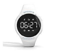 LDCBFTR Fitness Watch (No Need App) Pedometer Watch for Calories, Distance, Step Counter for Walking Womens Mens Digital Watch Fitness Tracker without Smartphone, White Grey WFJ