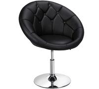 LDCBFTR Hairdressing Chair,Height Adjustable Modern Round Tufted Back Chair Upholstered Swivel Barrel Chair Vanity Chair Barstool Lounge Pub Bar,White WFJ