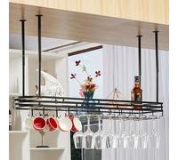 LDCBFTR Hanging Industrial Round Wine Rack,Ceiling Wine Rack,Upside Down Wine Rack,with Wine Glass Holder,for Home Bar Display,Kitchen,Dining Room(Size:100 * 25 * 5cm,Color:Glod) WFJ