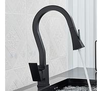 LDCBFTR Kitchen Faucet Black, Kitchen Faucet with Pull Out Sprayer, Brass Kitchen Sink Faucet Modern, High Arc Kitchen Faucet Single Handle, Kitchen Mixer Tap WFJ