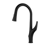 LDCBFTR Kitchen Faucet with Pull Down Sprayer, Pull Out Kitchen Faucet, Brass Kitchen Sink Faucet 360°, Kitchen Mixer Tap, Single Handle Kitchen Faucet, Modern Kitchen Faucet,Black WFJ