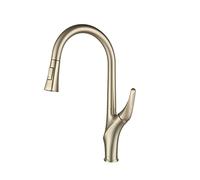 LDCBFTR Kitchen Faucet with Pull Down Sprayer, Pull Out Kitchen Faucet, Brass Kitchen Sink Faucet 360°, Kitchen Mixer Tap, Single Handle Kitchen Faucet, Modern Kitchen Faucet,Brushed Gold WFJ
