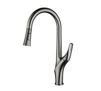 LDCBFTR Kitchen Faucet with Pull Down Sprayer, Pull Out Kitchen Faucet, Brass Kitchen Sink Faucet 360°, Kitchen Mixer Tap, Single Handle Kitchen Faucet, Modern Kitchen Faucet,Gun Gray WFJ