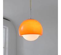 LDCBFTR Medieval Glass Pendant Light, E27 Modern Minimalist Kitchen Island Restaurant Global Chandelier, for Bedroom Bedside Study Orange Hanging Lamp Lighting Fixtures(Orange)
