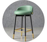 LDCBFTR Metal Bar Chair Modern Stool for Kitchen Counter and Dining Room Barstools with Back, PU Leather Seat, Black Frame, Gold Footrest & Non-Slip Feet(Size:75 cm,Color:Green) WFJ