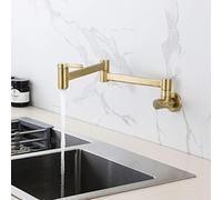 LDCBFTR Mixer Tap Kitchen Sink Wall Mount Double Handle Single Cold Water Kitchen Taps Pot Filler Kitchen Tap Double Joint Spout Mixer Tap Kitchen Sink Pot Filler Faucet,Brushed,Brushed Go WFJ
