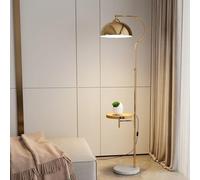 LDCBFTR Modern Elegant with Table Floor Lamp Industrial Tall Standing Lamp Electroplated Iron Floor Lamps with Foot Switch Height Adjustable Arched Reading Light for Bedroom Office (Gold)