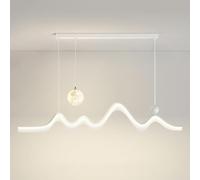 LDCBFTR Modern LED Pendant Lighting Long Strip Linear Chandelier Wave Light 3D Printing Moon Ball Minimalism Green Black Lighting White Ceiling Hanging Lamp Foyer