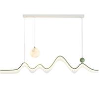 LDCBFTR Modern LED Pendant Lighting Long Strip Linear Chandelier Wave Light 3D Printing Moon Ball Minimalism Green Black Lighting White Ceiling Hanging Lamp Foyer