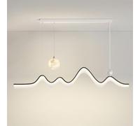 LDCBFTR Modern LED Pendant Lighting Long Strip Linear Chandelier Wave Light 3D Printing Moon Ball Minimalism Green Black Lighting White Ceiling Hanging Lamp Foyer