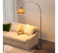 LDCBFTR Nordic Simple Floor Lamp with Orange Glass Shade Arc Floor Lamps 78.7Inch Tall Standing Lamp with Marble Base Over Couch Arched Reading Light Eye Protection for Bedroom Office (Black)