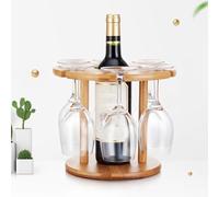 LDCBFTR Red Wine Rack, Inverted Drain, Bamboo Wine Rack, Wine Rack Organizer for 6 Bottles, Wine Storage Display Holder for Kitchen and Home Décor WFJ