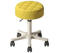 LDCBFTR Round Rolling Stool Heavy Duty Barstool Modern Beauty Salons Massage Swivel Lift Bar Chair with Waterproof PU Seat and Wheels(Color:Yellow) WFJ
