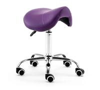 LDCBFTR Saddle Chair Office Saddle Stool, Swivel Adjustable Rolling with Wheels, PU Leather Salon Seat for Tattoo Beauty Lash Massage(Purple) WFJ