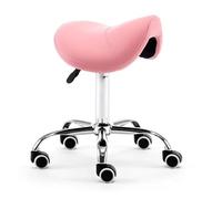 LDCBFTR Saddle Chair Office Saddle Stool, Swivel Adjustable Rolling with Wheels, PU Leather Salon Seat for Tattoo Beauty Lash Massage(Pink) WFJ