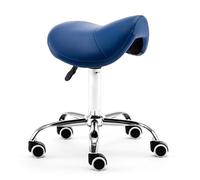 LDCBFTR Saddle Chair Office Saddle Stool, Swivel Adjustable Rolling with Wheels, PU Leather Salon Seat for Tattoo Beauty Lash Massage(Blue) WFJ