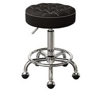 LDCBFTR Saddle Stool,Adjustable PU Leather Swivel Round Rolling Bar with Foot Pedal, Salon Spa Tattoo Makeup Chair, Counter Height 45-58 cm(Black) WFJ