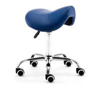 LDCBFTR Saddle Stool Wheels PU Leather Swivel Salon Seat Rolling Saddle Chair 48~60cm Adjustable for Tattoo Beauty Lash Massage(Blue) WFJ